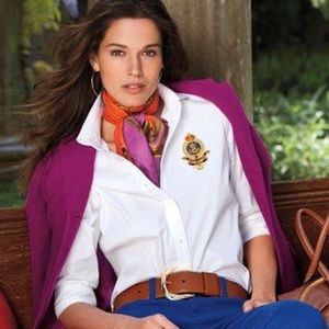 RALPH LAUREN crest embroidered white button down